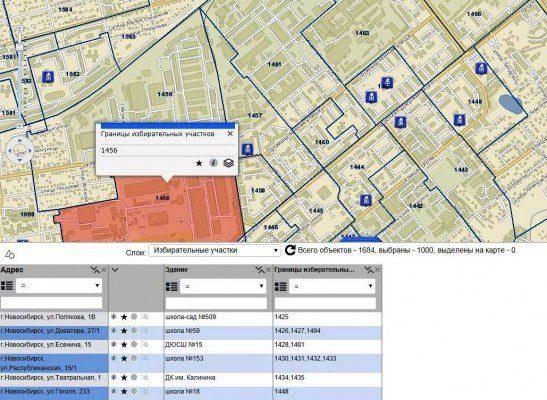 Карта избирательных участков Новосибирской области