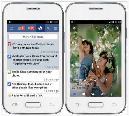 Скриншоты Facebook Lite