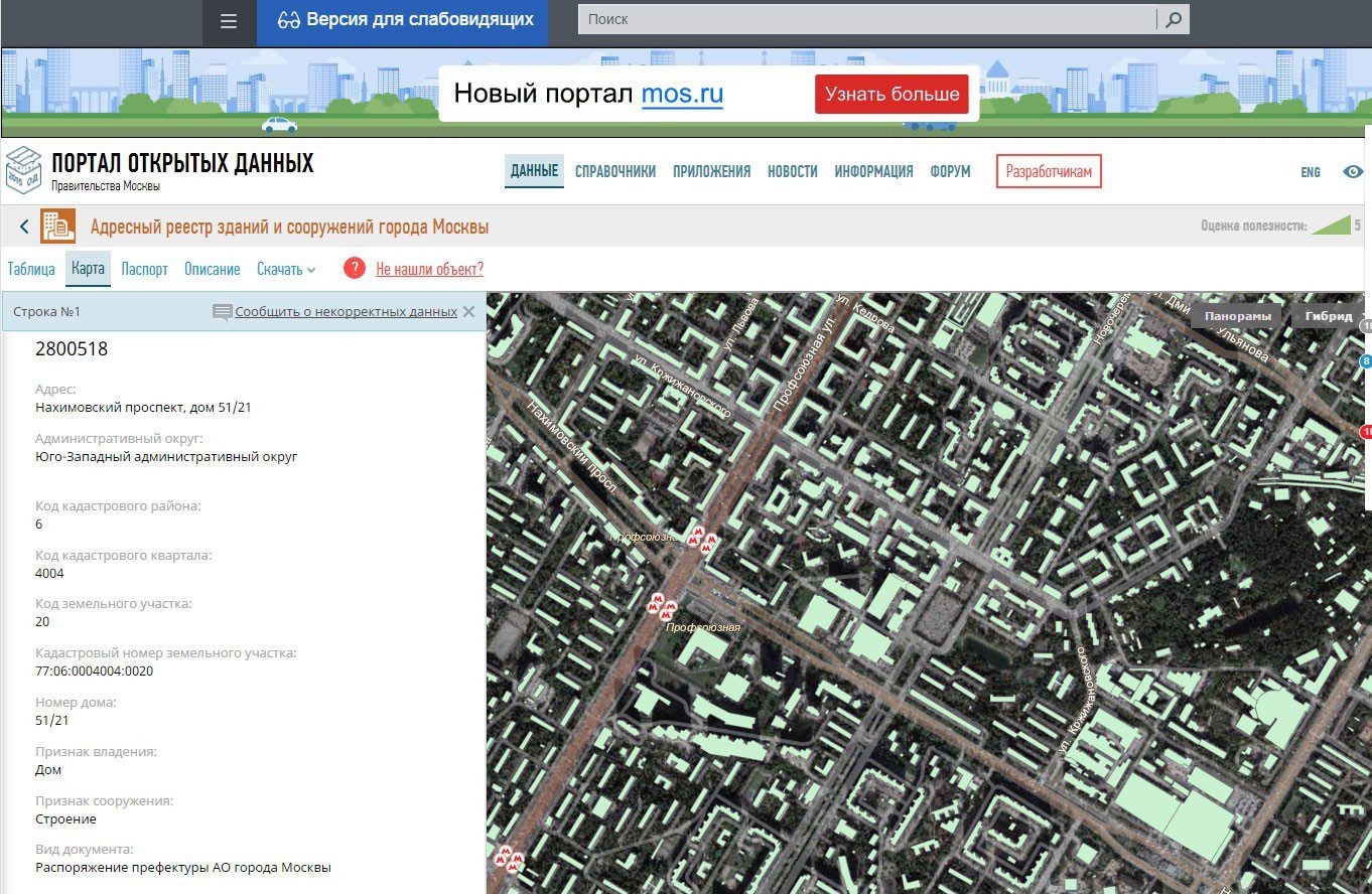 Адресный реестр МосгорБТИ появился на столичном портале открытых данных |  Digital Russia