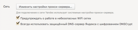 Включение DNSCrypt в настройках Яндекс.Браузера