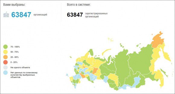 Карта внедрения ГИС ЖКХ на 3 ноября 2016 года