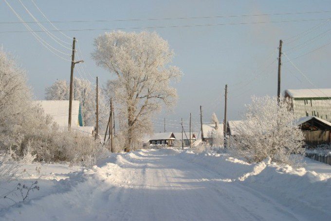 село деревня снег зима