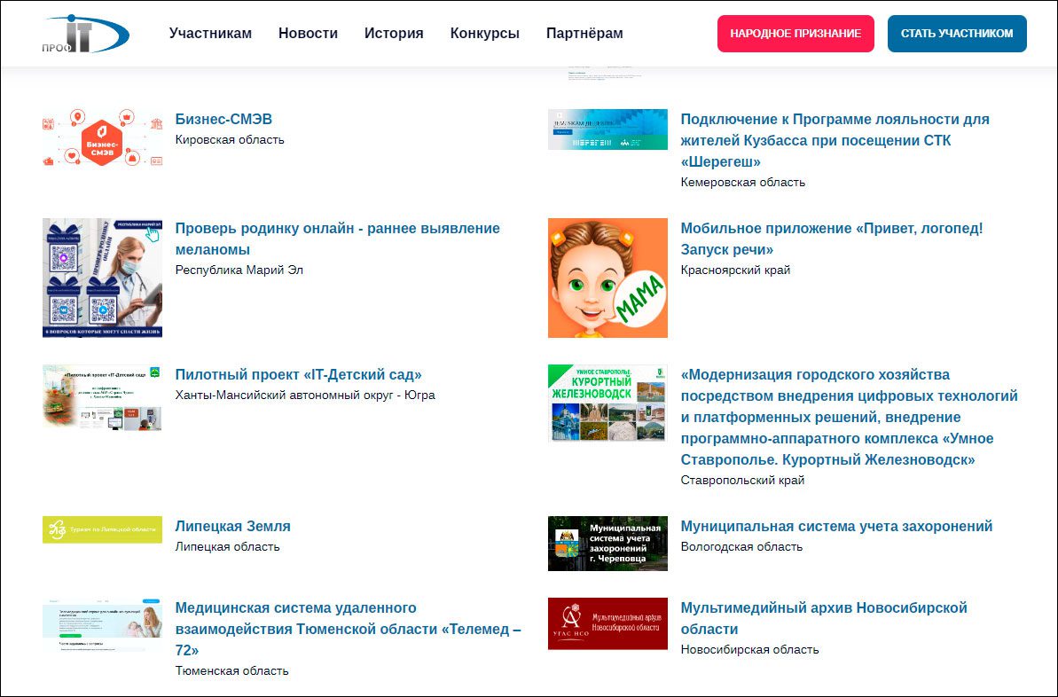 Стартовало голосование в номинации «Народное признание» Всероссийского конкурса IT-проектов «ПРОФ-IT.2022»