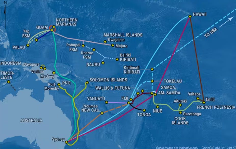 Карта подводных ВОЛС вблизи Фиджи
