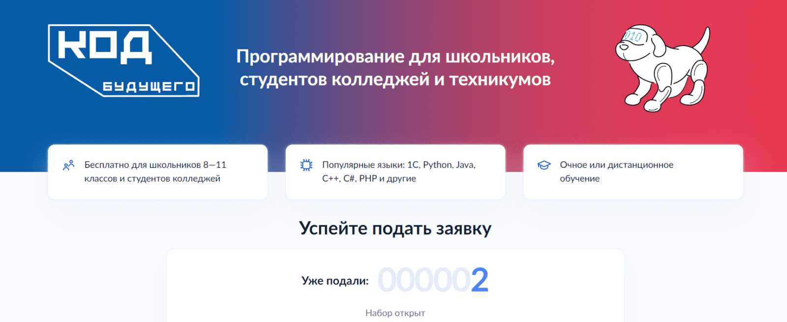 Начался онлайн-приём заявлений от студентов колледжей и школьников на  бесплатное обучение языкам программирования | Digital Russia