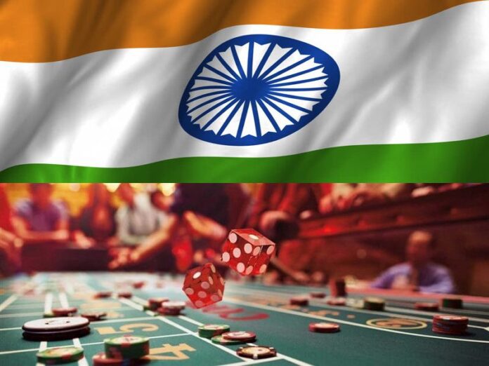 Флаг Индии и зал казино