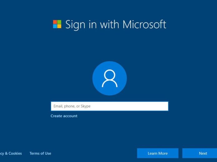 Учётная запись Microsoft на экране входа