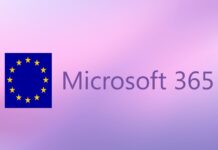 Коллаж: Microsoft 365 и флаг ЕС