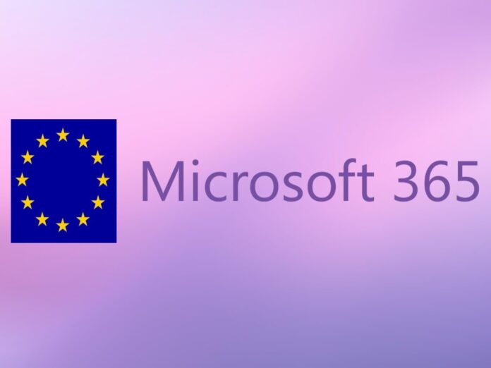 Коллаж: Microsoft 365 и флаг ЕС