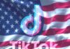 Логотип TikTok на фоне флага США