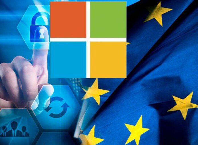 Эмблемы Microsoft и Евросоюза