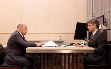 Встреча Михаила Мишустина с генеральным директором госкорпорации «Роскосмос» Дмитрием Бакановым